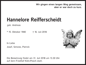 Anzeige von Hannelore Reifferscheidt von KL