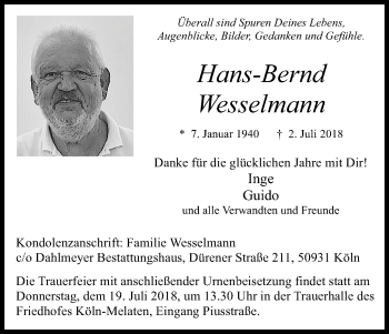 Anzeige von Hans-Bernd Wesselmann von GS