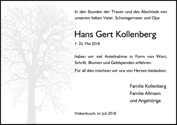 Anzeige von Hans Gert Kollenberg von OB