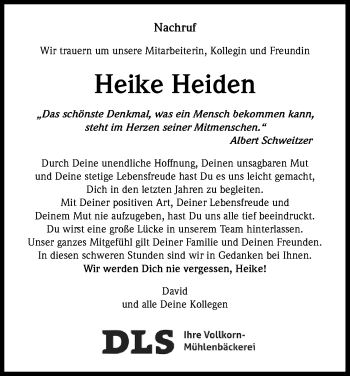 Anzeige von Heike Heiden von HS