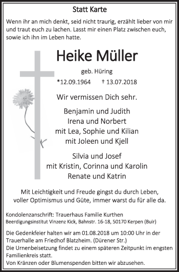 Anzeige von Heike Müller von  Sonntags-Post 