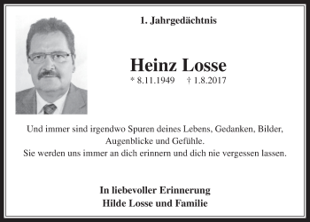 Anzeige von Heinz Losse von  Werbepost 