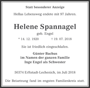 Anzeige von Helene Spannagel von  Werbepost 