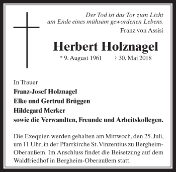 Anzeige von Herbert Holznagel von  Werbepost 
