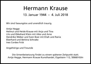 Anzeige von Hermann Krause von GS