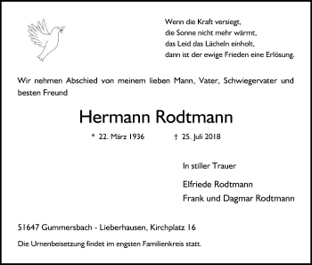 Anzeige von Hermann Rodtmann von OB