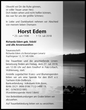 Anzeige von Horst Edem von GS