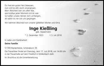 Anzeige von Inge Kießling von OB