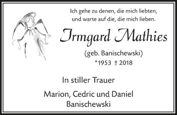 Anzeige von Irmgard Mathies von  Bergisches Handelsblatt 