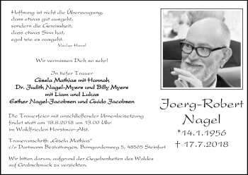 Anzeige von Joerg-Robert Nagel von KL