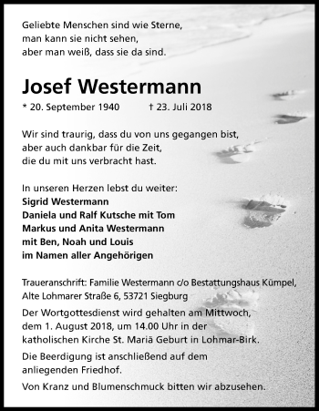 Anzeige von Josef Westermann von HS