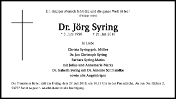 Anzeige von Jörg Syring von HS