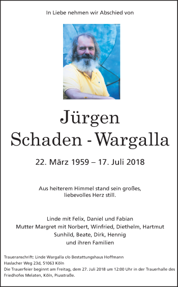 Anzeige von Jürgen Schaden-Wargalla von GS