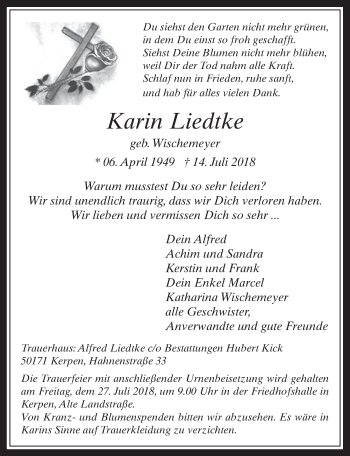 Anzeige von Karin Liedtke von  Werbepost 