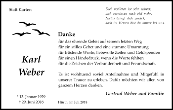 Anzeige von Karl Weber von KL