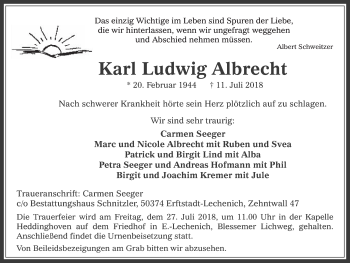 Anzeige von Karl Ludwig Albrecht von  Werbepost 