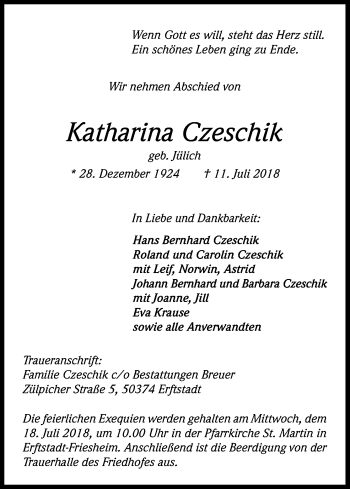 Anzeige von Katharina Czeschik von KL