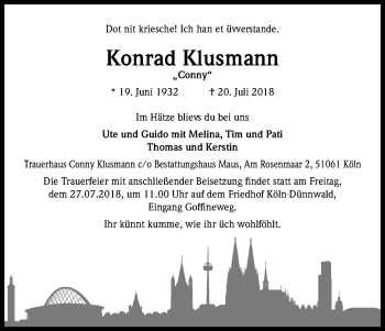 Anzeige von Konrad Klusmann von GS