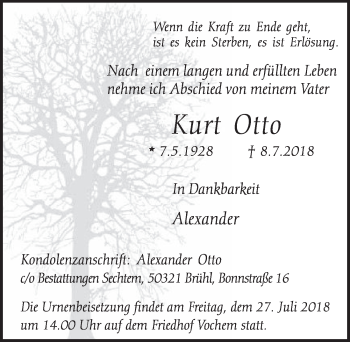 Anzeige von Kurt Otto von  Schlossbote/Werbekurier 