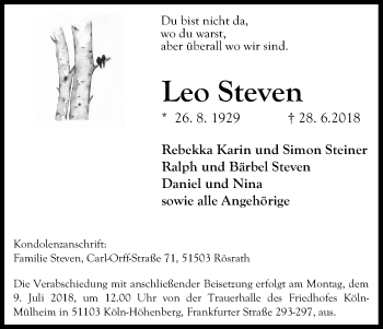 Anzeige von Leo Steven von GS