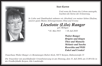 Anzeige von Lieselotte Ranger von  Werbepost 