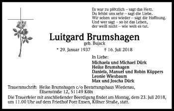 Anzeige von Luitgard Brumshagen von GS