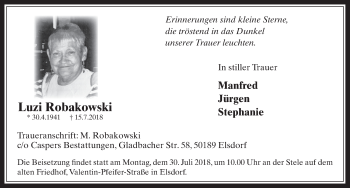 Anzeige von Luzi Robakowski von  Werbepost 