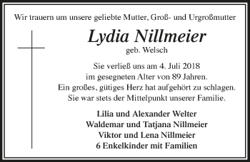 Anzeige von Lydia Nillmeier von  Lokalanzeiger 