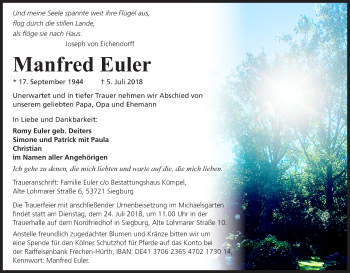 Anzeige von Manfred Euler von HS