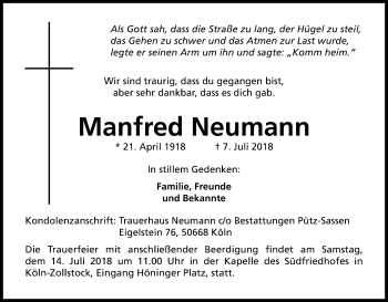 Anzeige von Manfred Neumann von GS