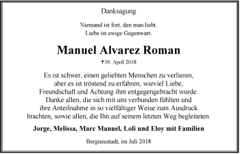 Anzeige von Manuel Alvarez Roman von  Anzeigen Echo 