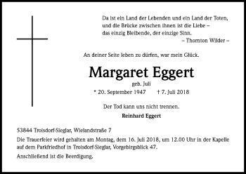 Anzeige von Margaret Eggert von GS