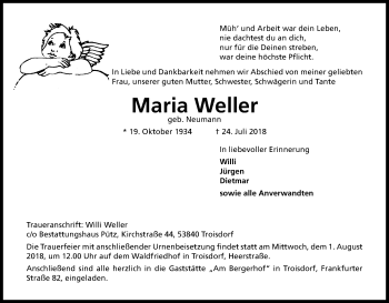 Anzeige von Maria Weller von HS
