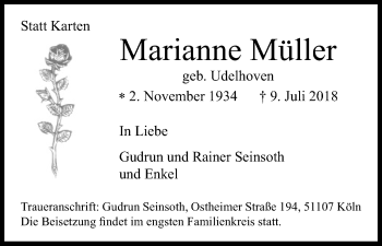 Anzeige von Marianne Müller von EXKB