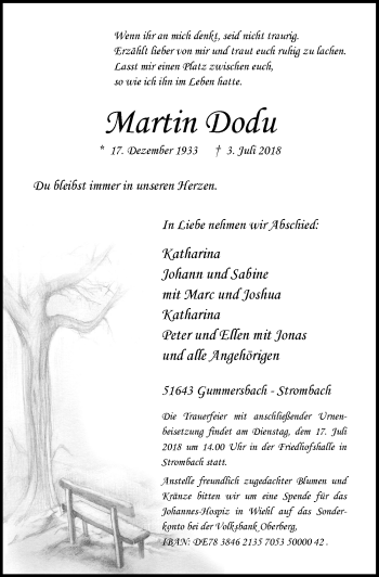 Anzeige von Martin Dodu von  Anzeigen Echo 