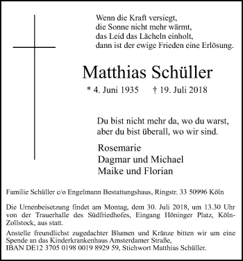 Anzeige von Matthias Schüller von GS