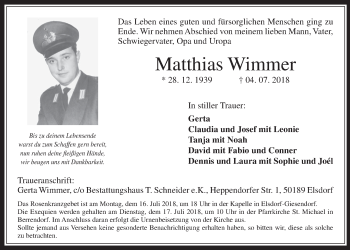 Anzeige von Matthias Wimmer von  Werbepost 