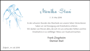 Anzeige von Monika Stau von  Blickpunkt Euskirchen 