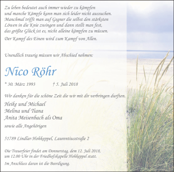 Anzeige von Nico Röhr von OB