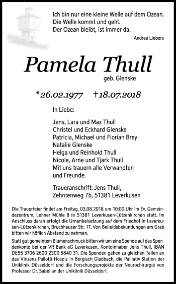 Anzeige von Pamela Thull von SLE