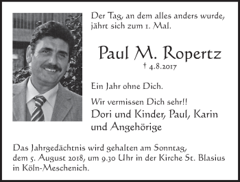Anzeige von Paul M. Ropertz von  Schlossbote/Werbekurier 