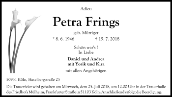 Anzeige von Petra Frings von GS