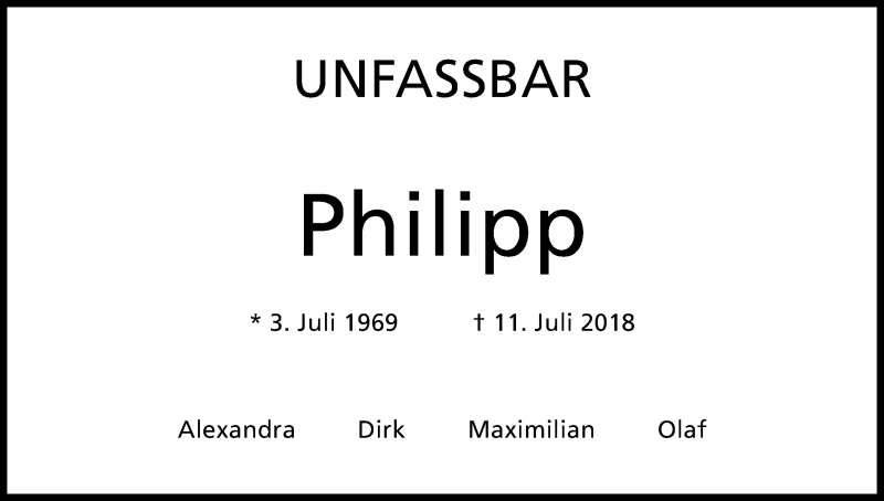  Traueranzeige für Philipp Bollig vom 14.07.2018 aus BG