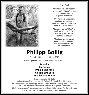 Anzeige von Philipp Bollig von BG