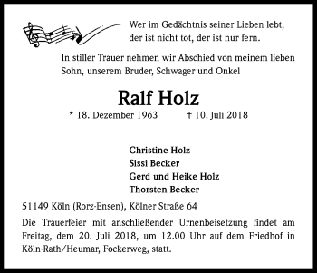 Anzeige von Ralf Holz von GS
