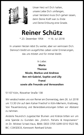 Anzeige von Reiner Schütz von GS