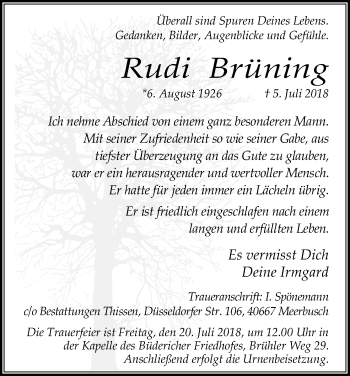 Anzeige von Rudi Brüning von OB