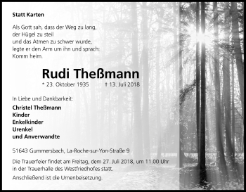 Anzeige von Rudi Theßmann von OB