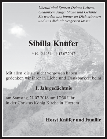 Anzeige von Sibilla Knüfer von  Werbepost 