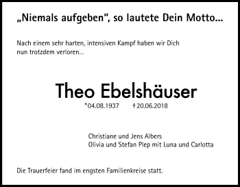 Anzeige von Theo Ebelshäuser von RB
